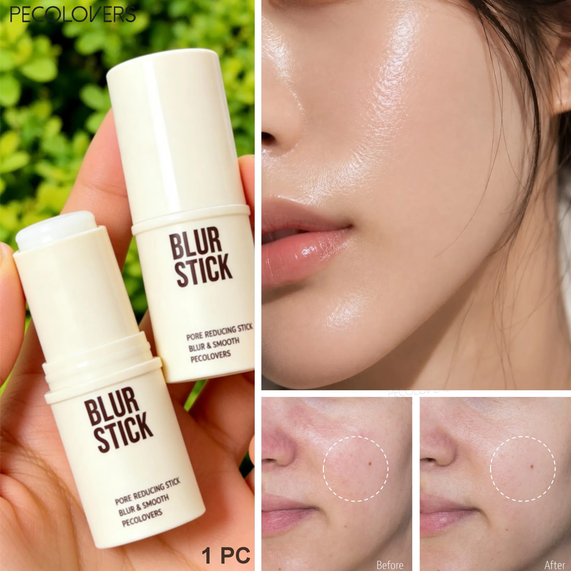 Undetectable Coverage Makeup Base Blur Stick, Moisture-Lock Matrix, Sweat-Proof Layer Pore-Smoothing Complex Time-Saving Formula
