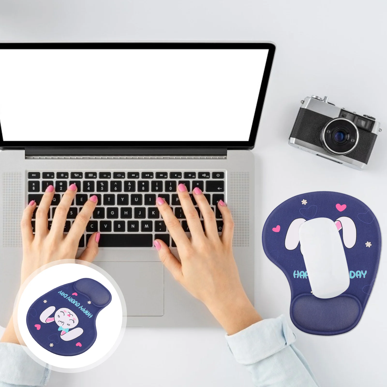

Gaming Wrist Pad Non slip Blue Polyester Mouse Pad Ergonomic Support Silicon Material Cloth Surface Accuracy Speed Comfort