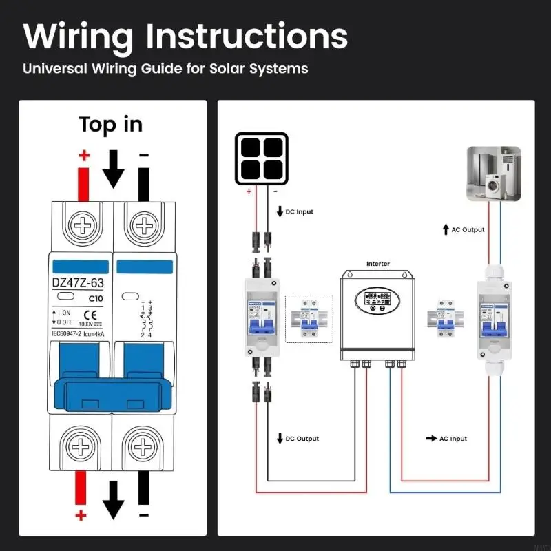 2P Mini Breaker 1000V Direct-Current Mount for Home Solar Lines, Residential Energy Line Management, and Small Use M4YD
