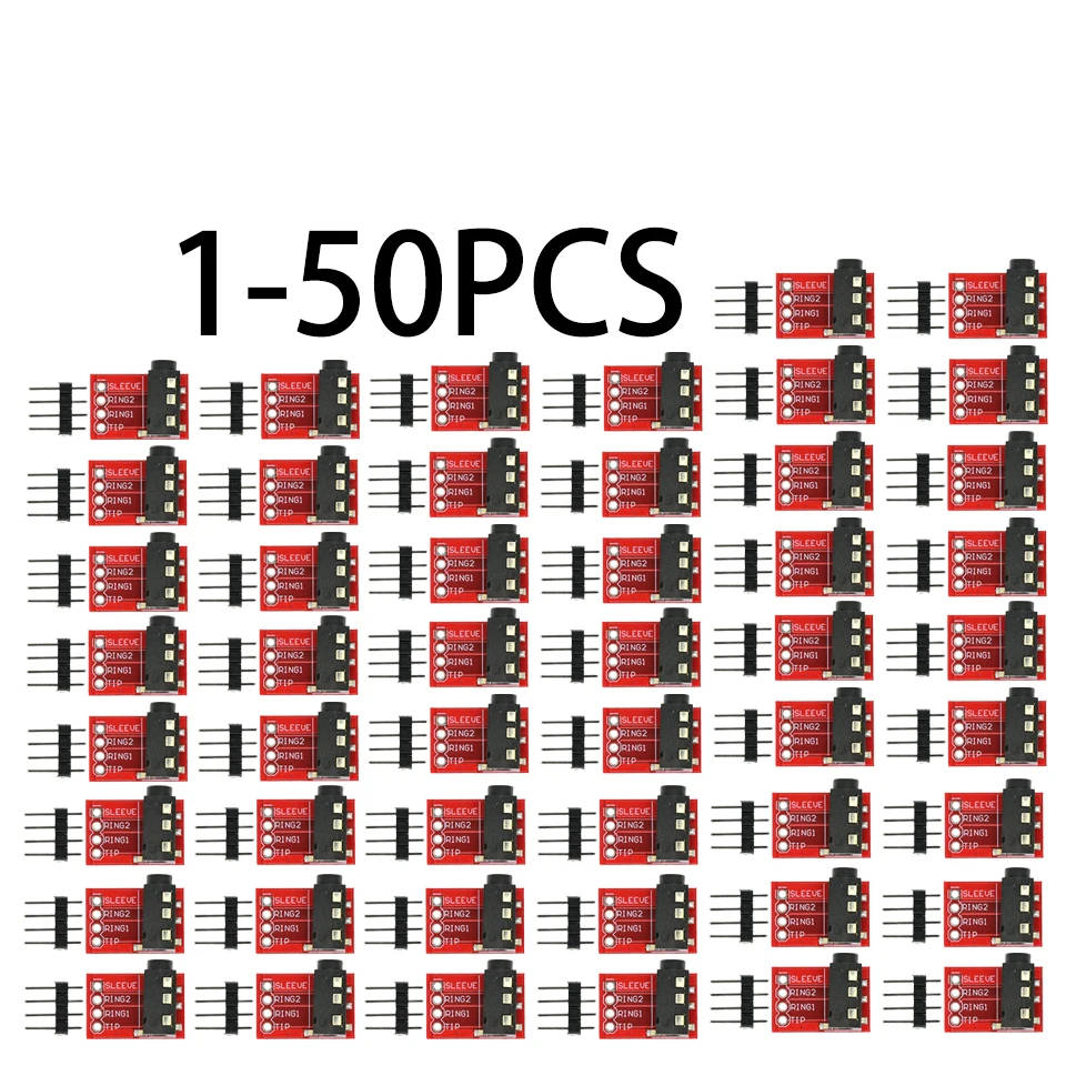 1-50pcs TRRS 3.5mm Audio Seat MP3 Stereo Headphone Video Microphone Interface Module Breakout Board Expansion Connector  Jak