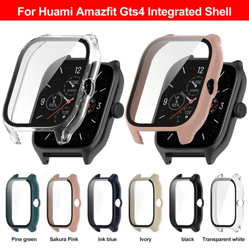 Hard Protective Case With Screen Protector for Amazfit GTS 4 Mini Bumper Full Cover Case + 9H Tempered Glass Smartwatch Shell