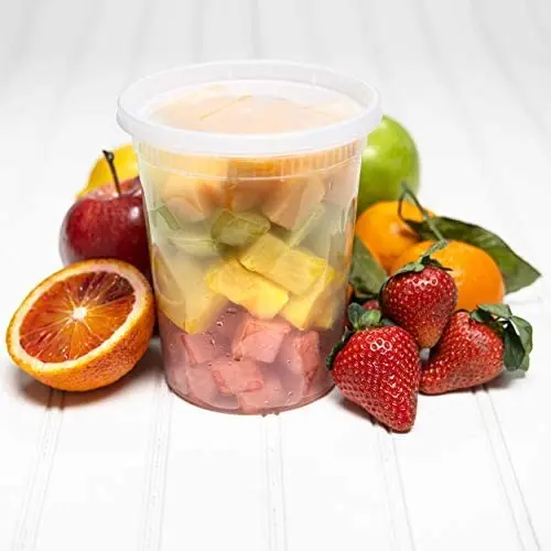 Microwave Leakproof Deli Cup Plastic Food Storage Containers With Airtight Lids 32 OZ Food Box Food Container