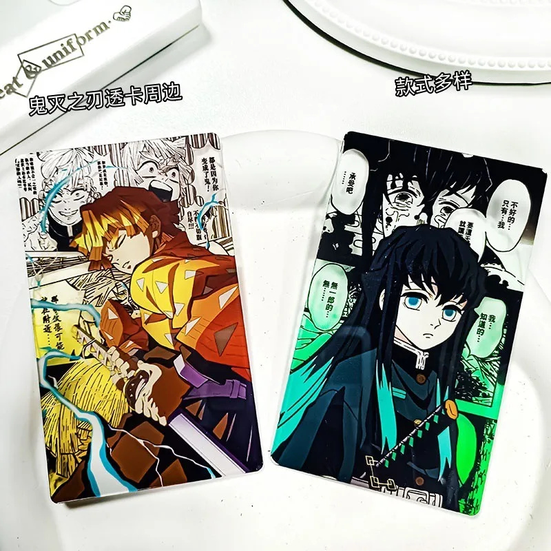 Carte transparente périphérique Demon Slayer, 5 pièces, Kimetsu No Yaiba Zenitsu Nezuko Tanjirou, Fans, cadeaux de collection