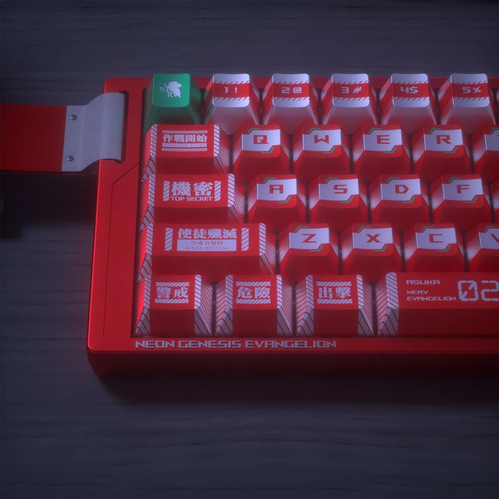 Asuka Langley Soryu Keycap Pbt Cherry Red Pearlescent Keycaps Anime Characters 125Keys Pearlescent Metal Paint Glossy Keycap