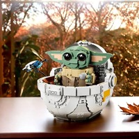 2025 new 1048-piece cartoon series Grogu and suspension stroller creative model building blocks ancient toys children's gifts