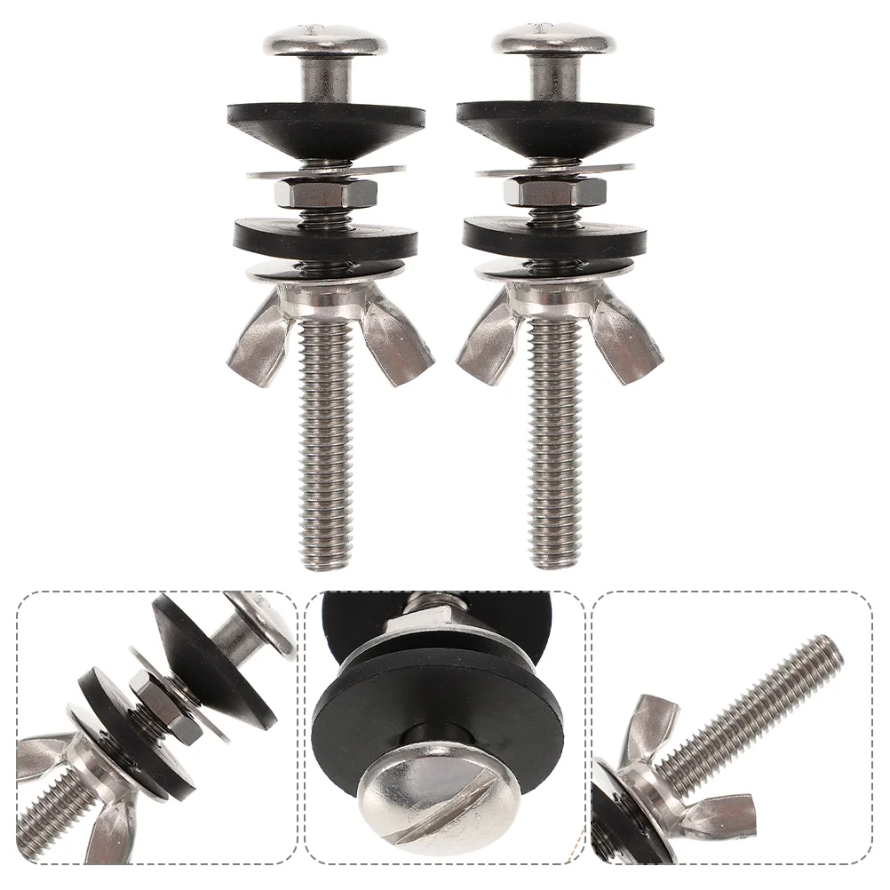 

2 Pcs Toilet Tank Screw Seat Fixing Parts Bolts Sealing Ring Hinge for Closestool Screws Stainless Steel Fittings