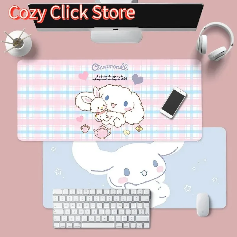 

MINISO Cinnamoroll Mouse Pad Anime Kawaii Large Gaming Kuromi Mousepad Gamer Stitching Desk Mat XXL for PC Keyboard Mouse Carpet