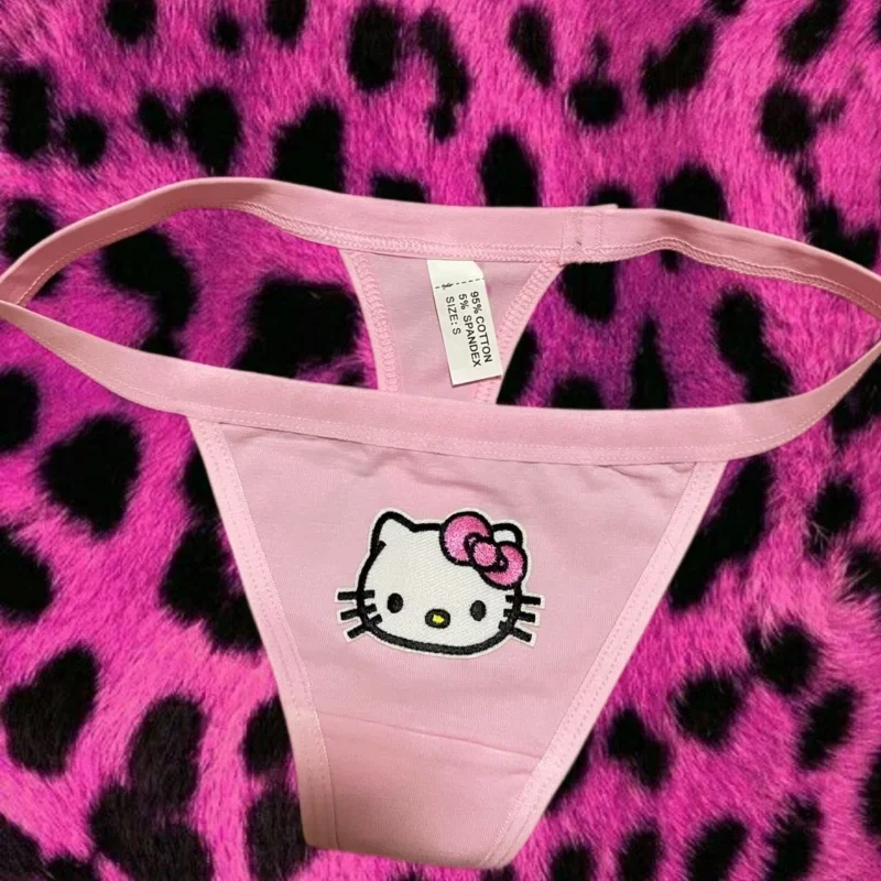 Tanga de Hello Kitty para mujer, bragas de cintura baja sin costuras, ropa interior Sexy para chica, bragas para mujer, lencería íntima cómoda, regalo