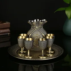 European Style Metal Goblet Personalized Lucky Bag White Wine Glass Glasses of Wine High-end Household Flagon Sake Set Barware