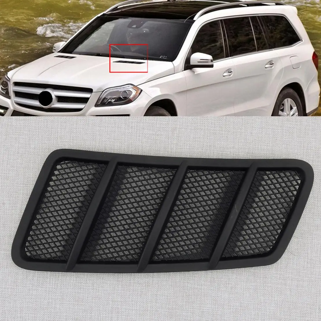 

1668800105 Верхняя передняя решетка капота, вентиляционная крышка, накладка черного цвета, подходит для Mercedes Benz W166 GL ML 2012 2013-2015, левый ABS