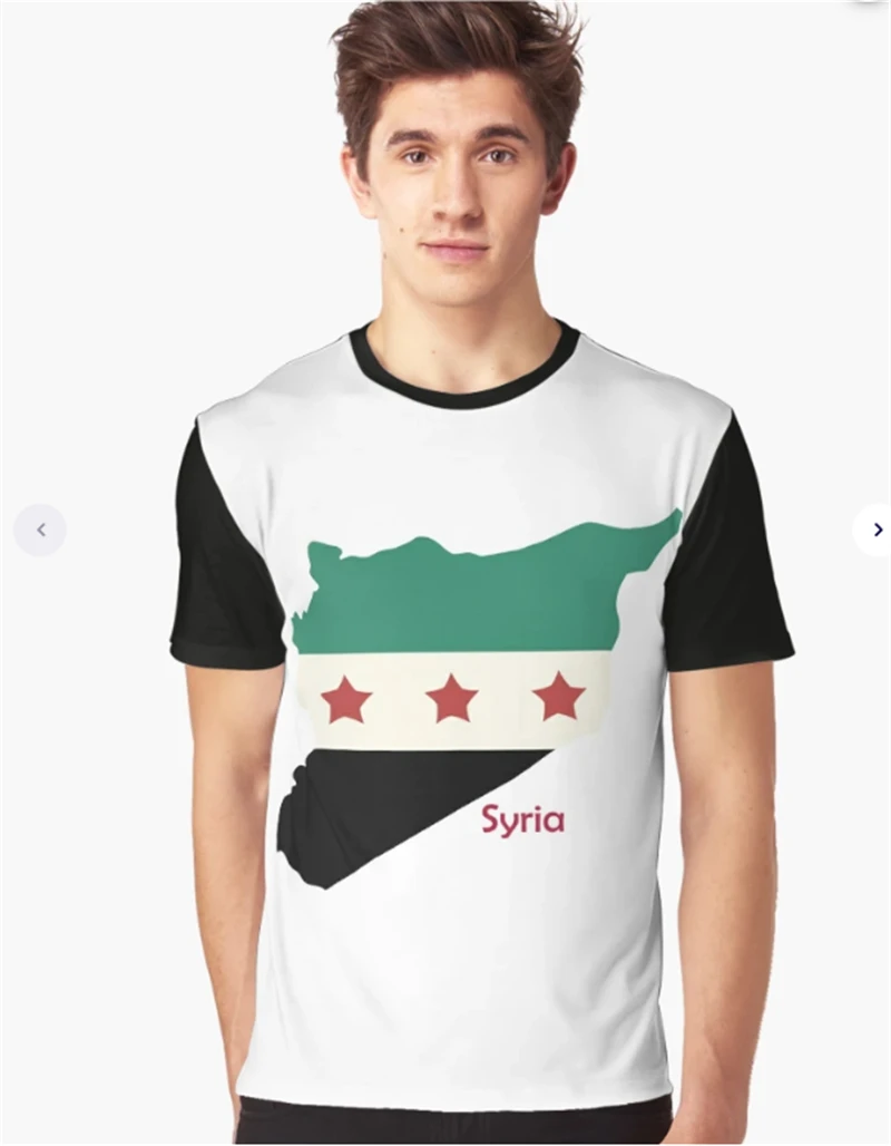 New Syrian Flag Pattern T-shirt Football Jersey Men's Sports T Shirt National Emblem 3D Print Street Loose Unisex Shirts Tops