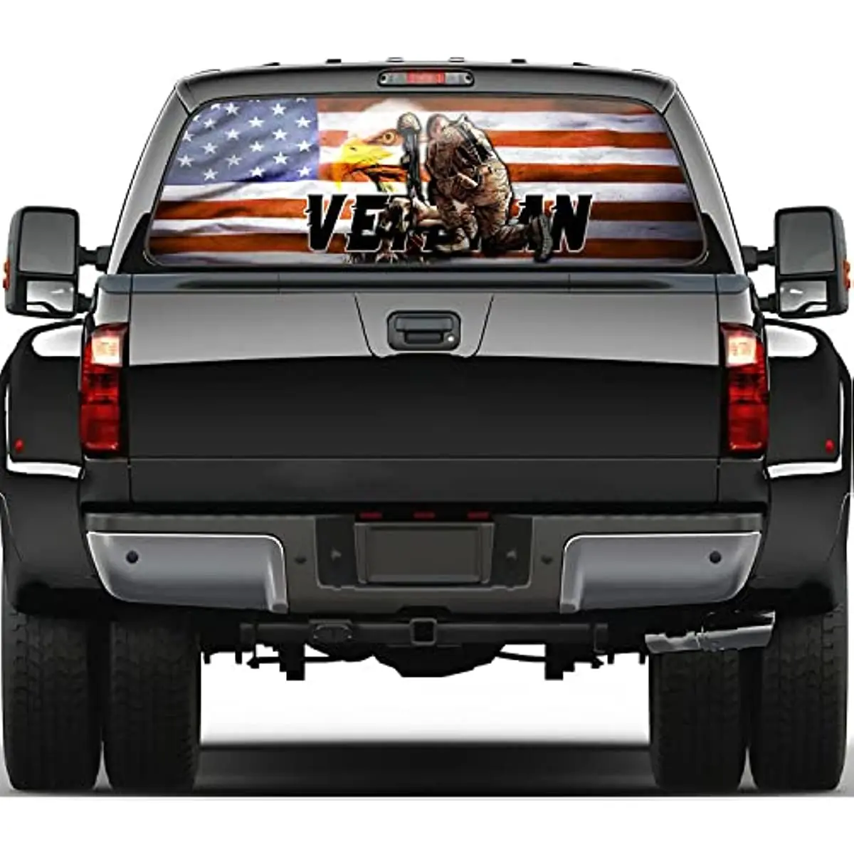 Hsdiokl American Flag Rear Window Decals,Veteran Truck Stickers,Personalized Eagle Pattern for Men,66''x20''