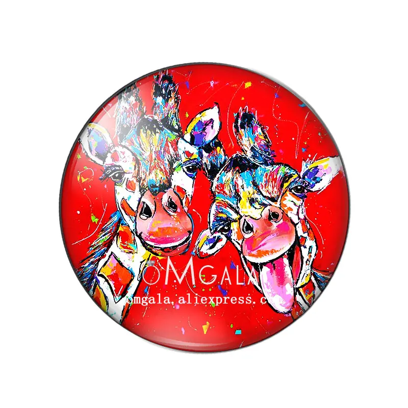 Cabochon rond en verre avec photo, ouverture artistique, vache, cheval, chat, animaux, démonstration, dos plat, résultats exécutifs, théâtre de discussion, 10mm, 12mm, 16mm, 18mm, 25mm