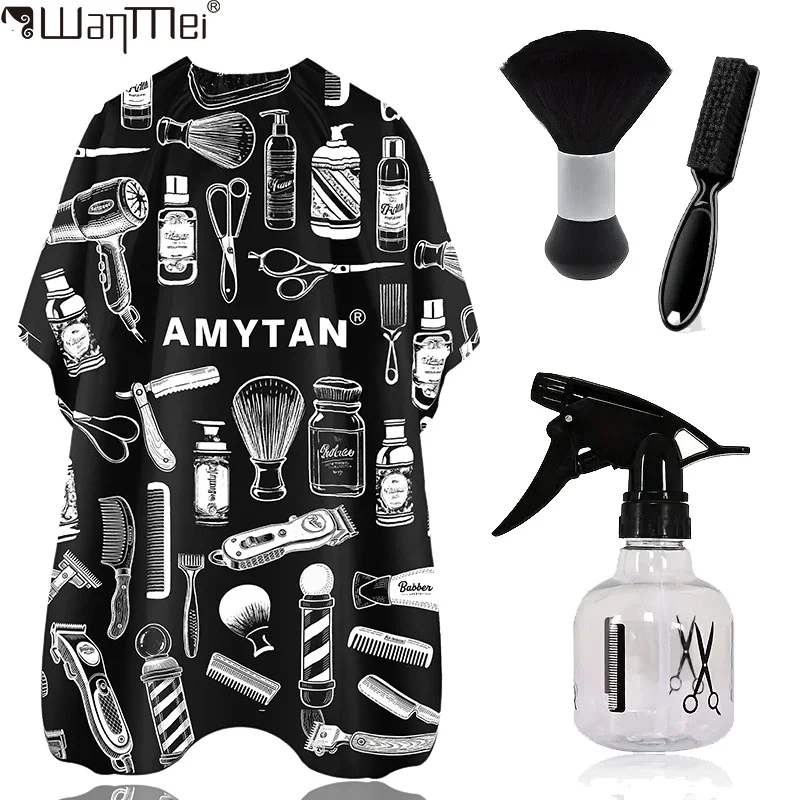 2/3/4pcs Professional  Barber Cape with Adjustable Neck Buckle, Hair Dust Brush Set -Stylist Cloak for Salon & Home Haircut