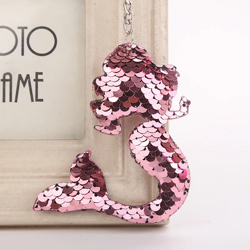 Mới Dễ Thương Nàng Tiên Cá Móc Khóa Lấp Lánh Pompom Kim Sa Lấp Lánh Móc Khóa Quà Tặng Cho Nữ Llaveros Mujer Quyến Rũ Xe Túi Phụ Kiện K2118