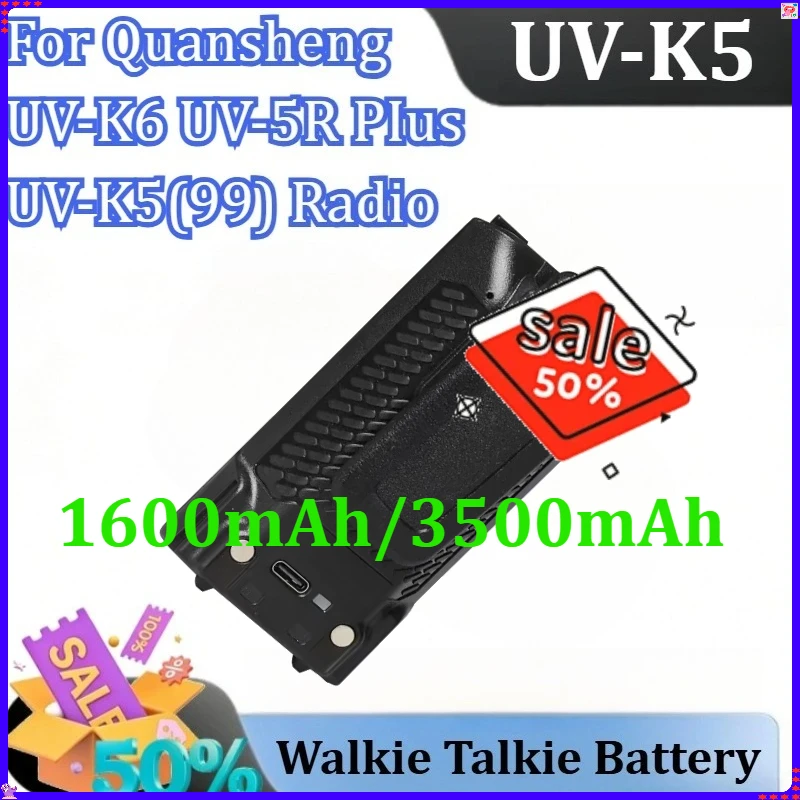 

Walkie Talkie Battery for Quansheng UV-K5 UV-K6 UV-5R PIus UV-K5(99) Radio Replacement Batteries 1600mAh/3500mAh UV-K5