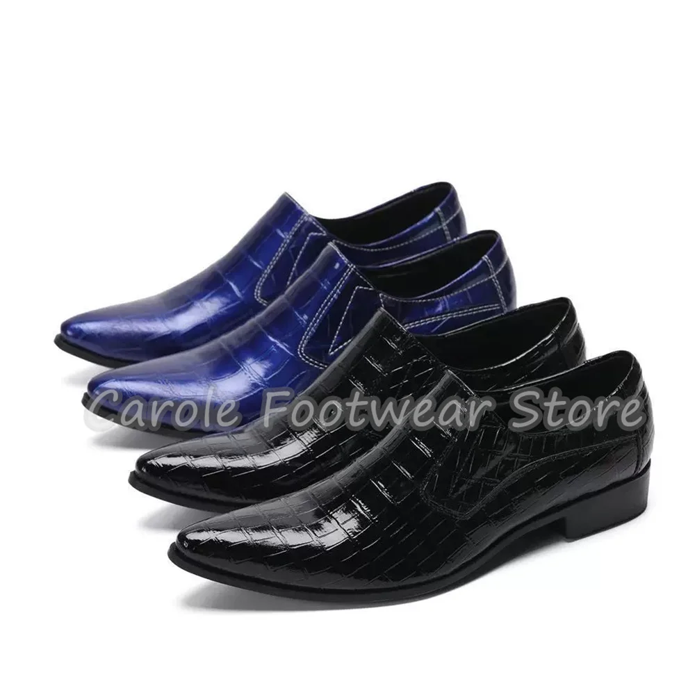 Male Pointed Toe Chunky Heel Genuine Leather Loafers New Fashion Formal Business Party Dress Shoes