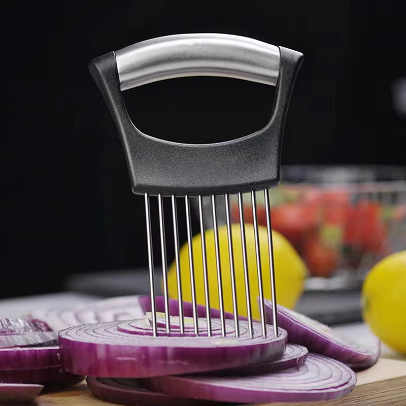 Stainless Steel Onion Slicers Holder Vegetable Tomato Shredders Kitchen Tools For Slicing Meat Cheese Blocks Pin Needle