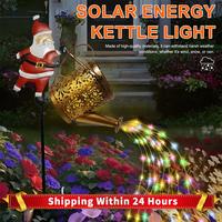 Christmas Solar Kettle Lights Garden Lawn Decorative Santa Claus Watering Can Lamp Solar LED Night Lights Patio Yard Decoration
