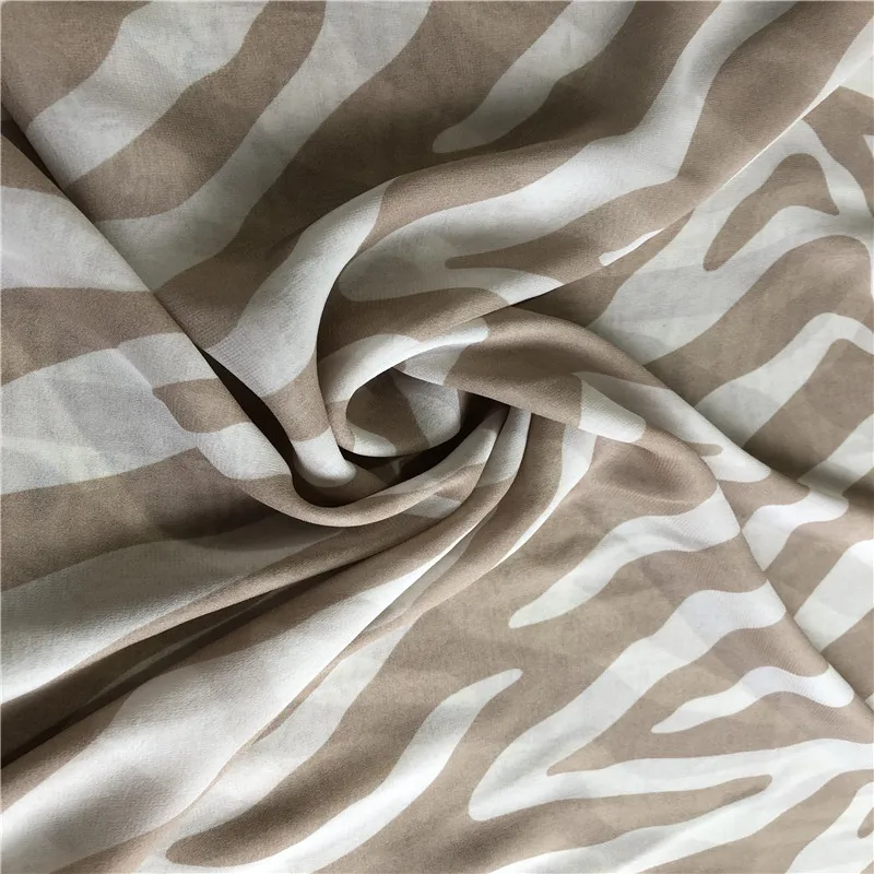 1 meter 100% Mulberry Silk 12 momme georgette Silk Thin Fabric zebra printed 135cm 52.7\