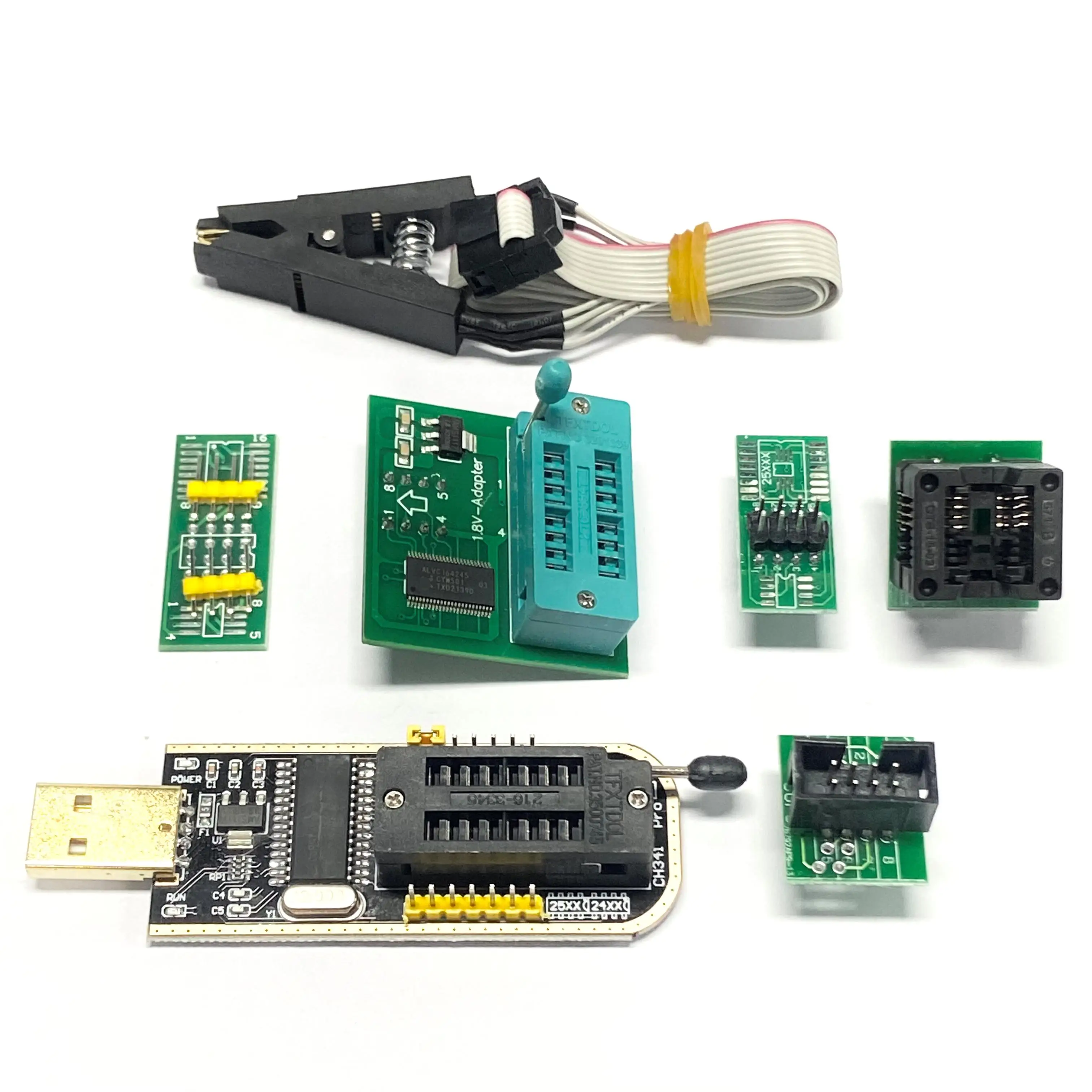 CH341A CH341 24 25 Series EEPROM Flash BIOS USB Programmer Module SOIC8 SOP8 Test Clip For EEPROM 93CXX / 25CXX / 24CXX