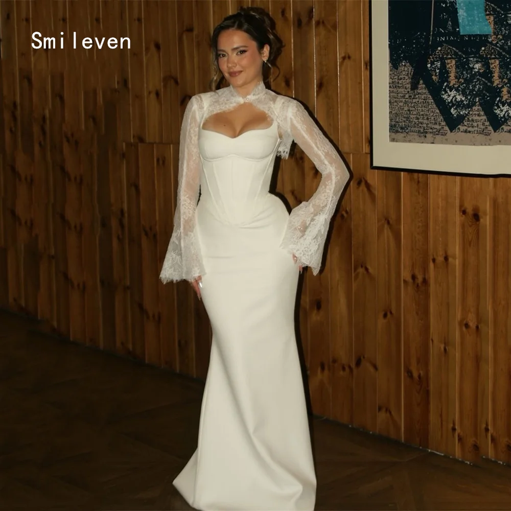 Smileven فستان فاخر على شكل قلب حورية البحر للحفلات الراقصة دانتيل كم كامل رداء حفلات مزين للمناسبات الرسمية مخصص 2026 #1