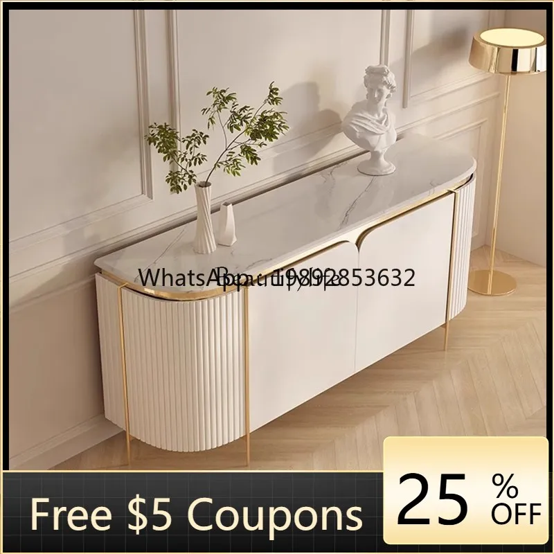 

FF French simple cream style porch cabinet light luxury marble meal modern living room storage dining room side cabinet
