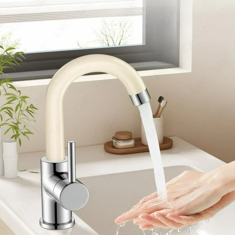 New Cream Style Basin Kitchen Faucet Multicolored White Green 360 Rotate Hot and Cold Mixer Tap Basin Faucets