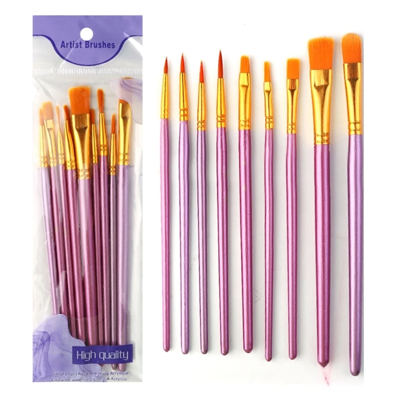 K1AA 5/6/10/12Pcs Watercolor Pen Paintbrush Nylon Hair Paint Brush Oil Painting Brush