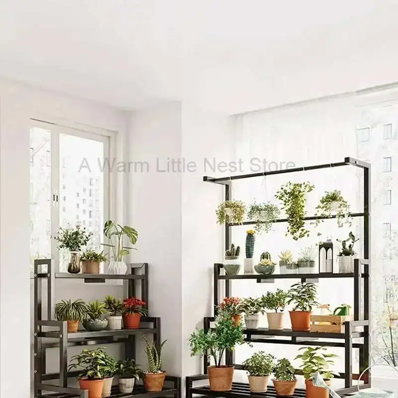 

Tiered Display Plant Rack Shelf Universal Outdoor Metal Square Plant Rack Shelf Luxury Black Plantenrek Balcony Furniture