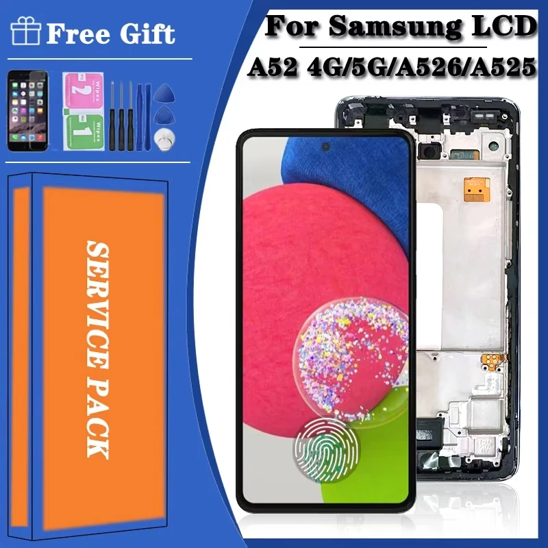 Super AMOLED para Samsung A52 4G A525 A525M A525F/DS LCD Digitalizador de pantalla táctil para Samsung A52 5G A526 A526B A526B/DS pantalla