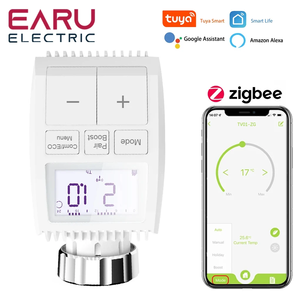 Tuya Zigbee Programável Válvula Termostática do Radiador Atuador Inteligente Trv Termostática App Remoto Controlador de Temperatura Suporte Alexa