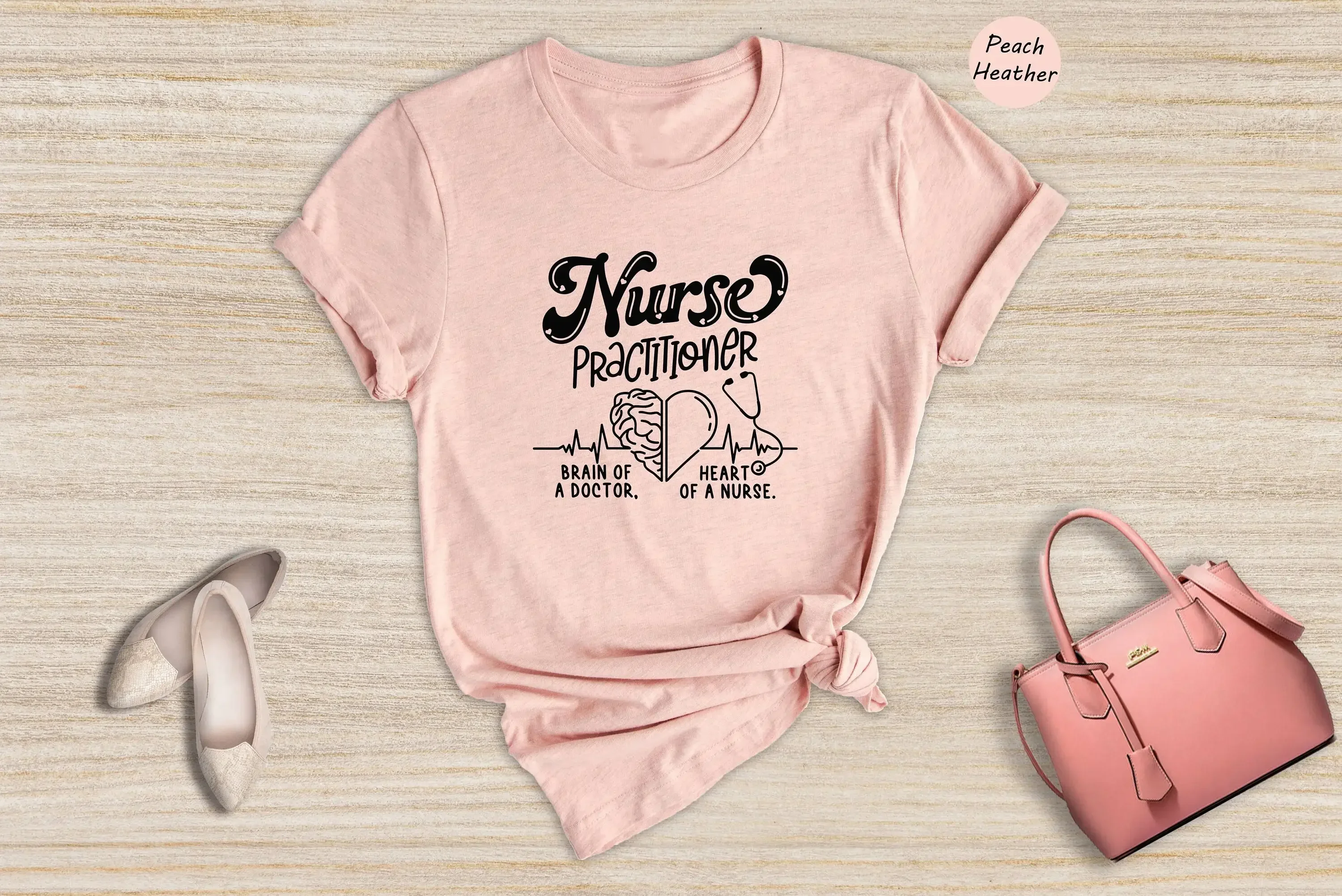 Nurse Practitioner T Shirt Brain Of A Doctor Heart Future Funny