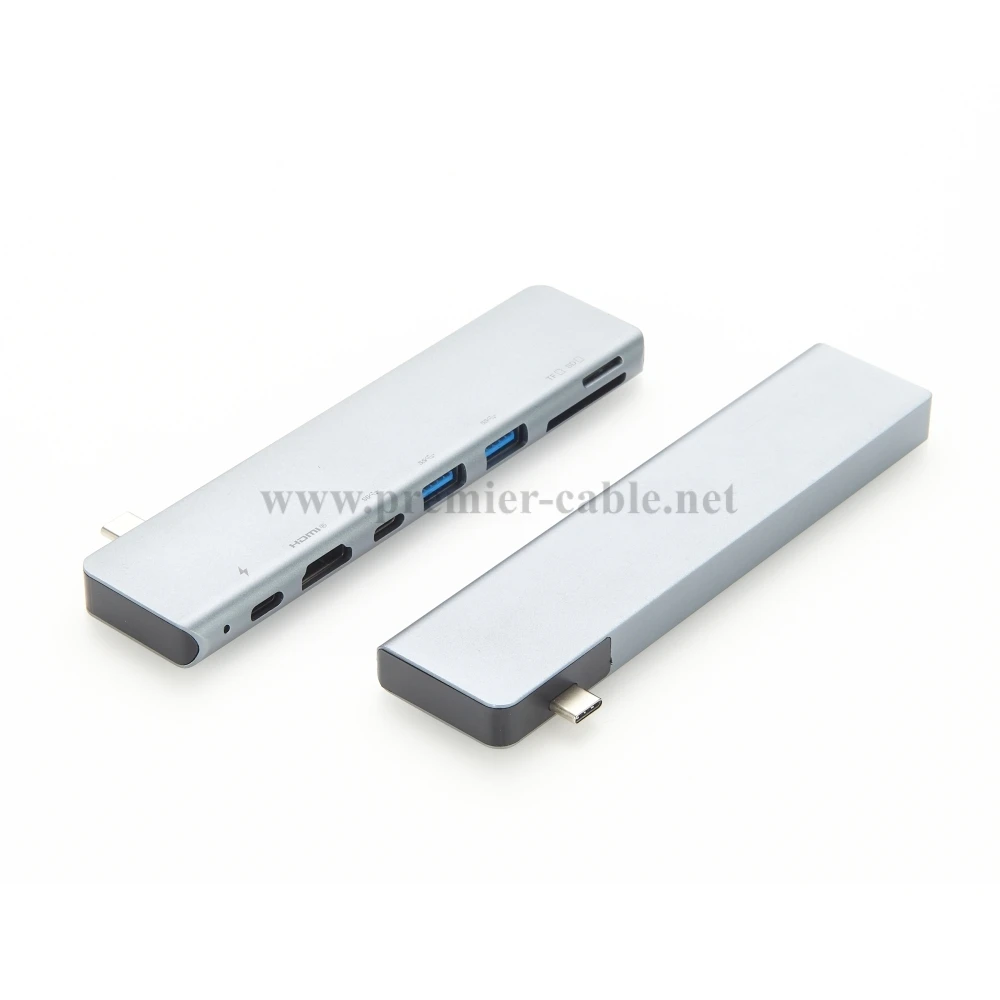 Plugable 7 in 1 USB C Hub Multiport Adapter USB Type C hub with 4K@30Hz HD USB C Dongle for MacBook Windows Type C Laptops