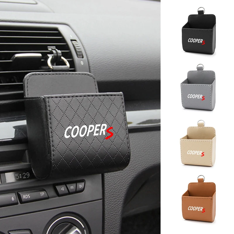 

Leather Car Diamond Pattern Storage Box Air Vent Key Organizer Box For MINI Cooper JCW WORKS R55 F55 R57 R59 R50 R52 Countryman