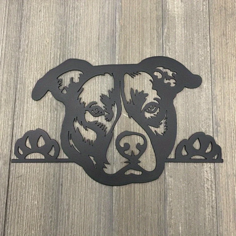 Bulldog Cutout Metal Wall Sign Outdoor Dog Portrait Decor for Lawn Garden Home Wall