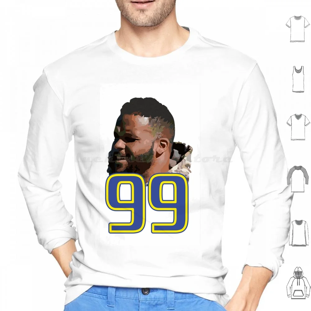 Aaron Donald 99 Number Hoodie cotton Long Sleeve Aaron Donald 99 Number Football Rams Los Angeles Jared Goff Todd