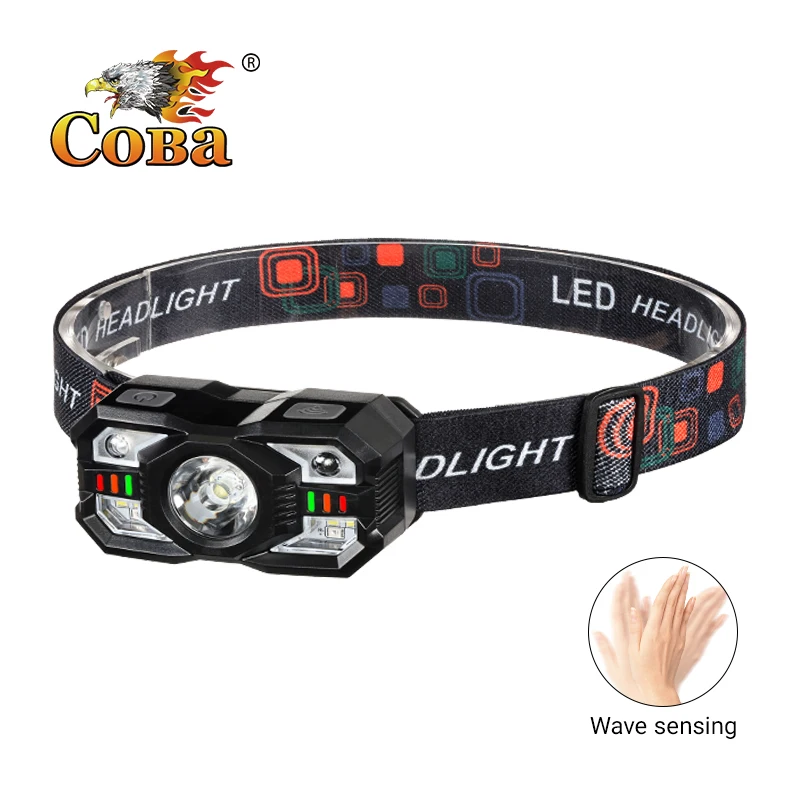 COBA Portable Induction LED Headlamp USB Rechargeable Headlight Smart IR Motion Sensor Head Lamp Waterproof Head Flashlight