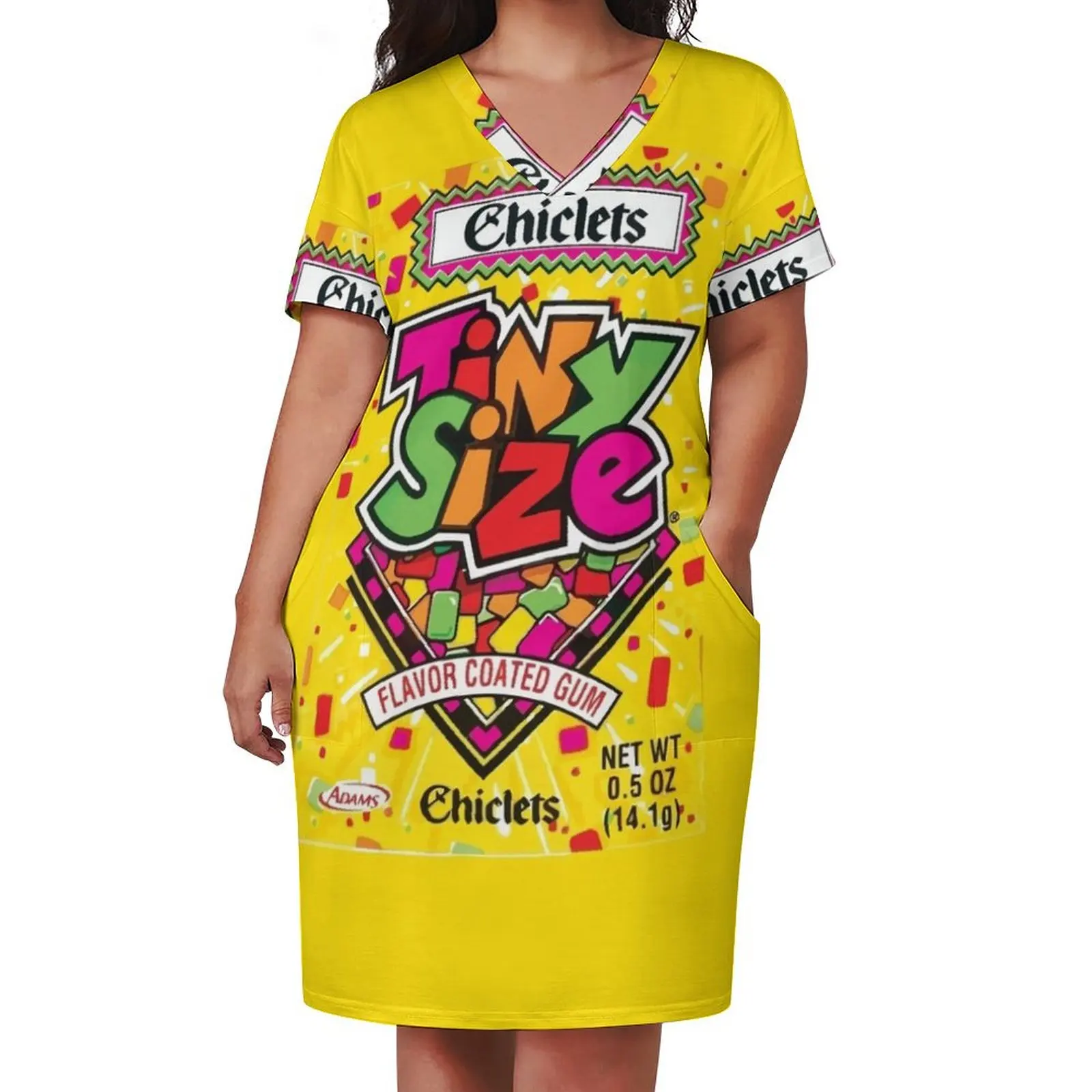 Chiclets Tiny Size Flavor Coated Gum Loose Pocket Dress dresses korean style Summer women