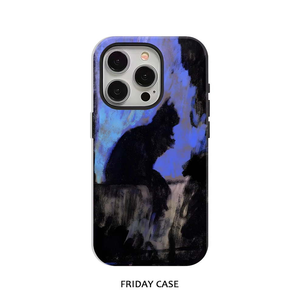 

Fashion INS Night Art Night Sky Cat Phone Case for iPhone 17 16e 16 15 14 13 12 11 7 Air Pro Max Luxury Double-layer Back Cover