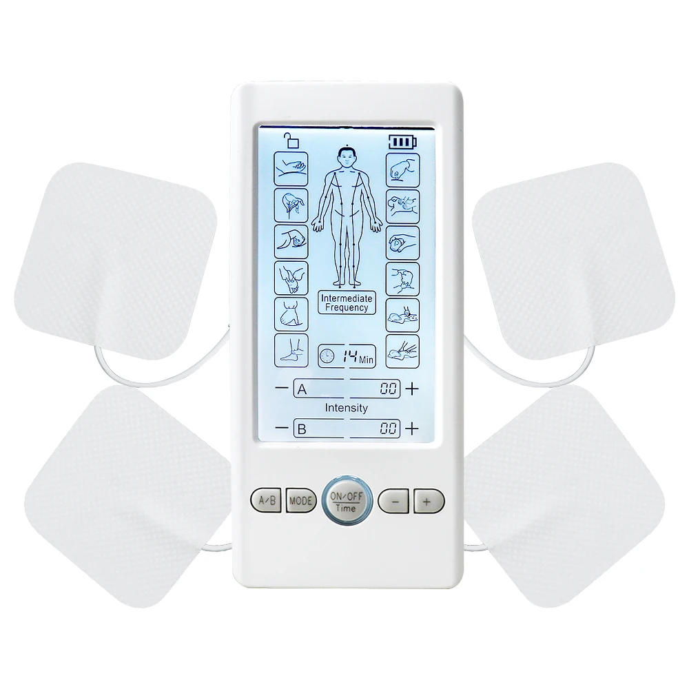 Macchina TENS LCD digitale a impulsi multifunzionali Massaggiatore EMS Stimolatore muscolare elettrico per cuscinetti per massaggio con elettrodi per collo posteriore