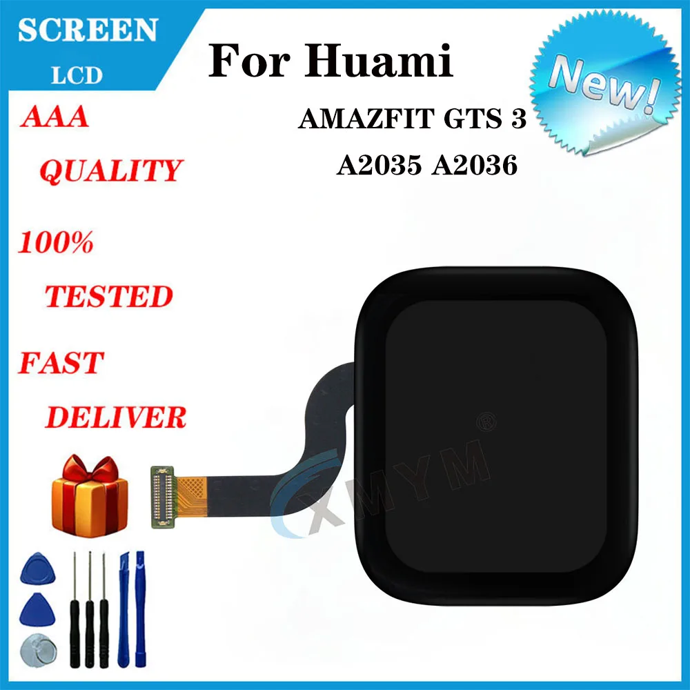 For Huami AMAZFIT GTS 3 A2035 A2036 Smart Watch LCD Display + Touch Screen Digitizer AMOLED Display