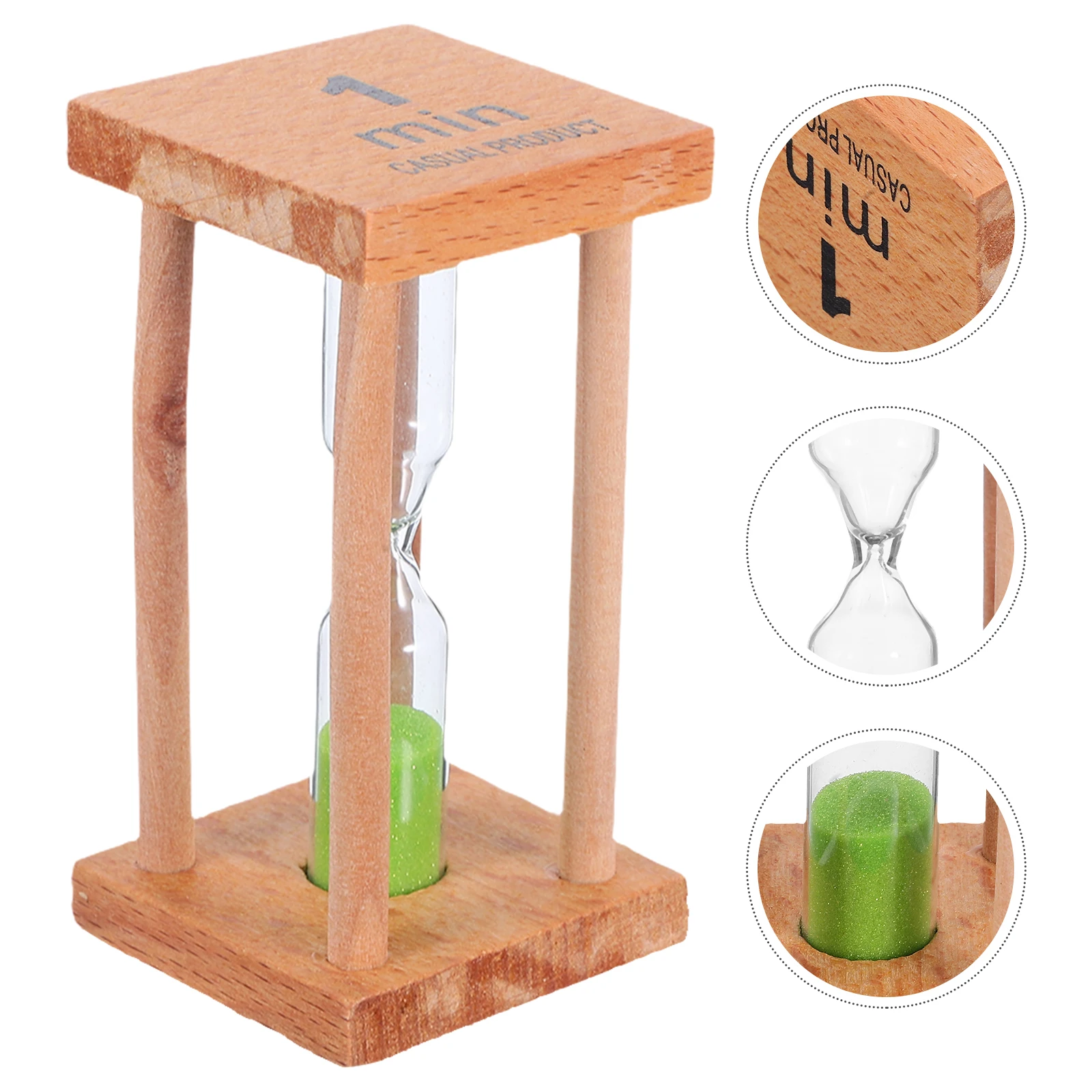 

Small Square Wooden Hourglass Timer 1 Minute Glass Sand Materials Kitchen Bar Decor Household Sandglass Timer Games