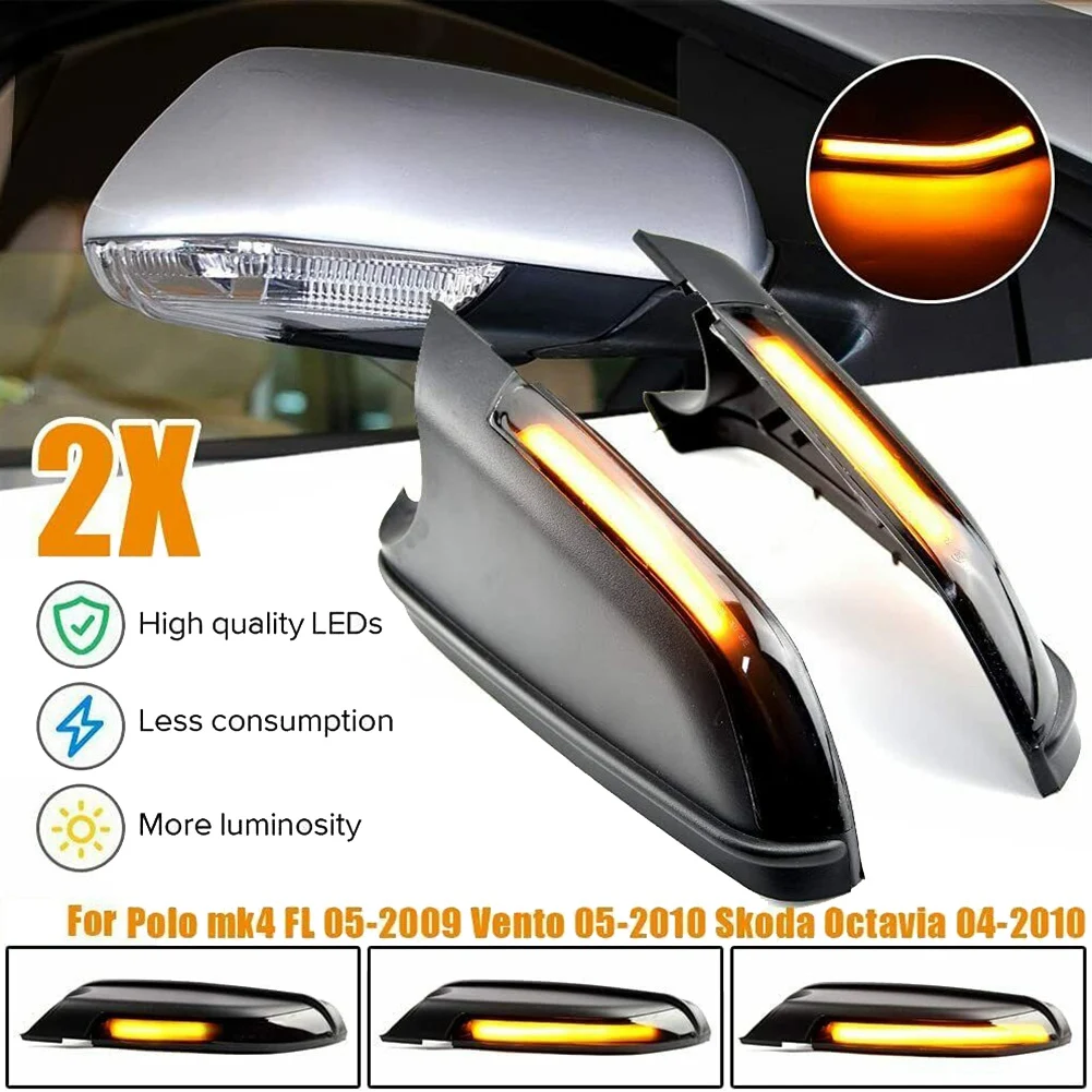 Car Sequential Scroll LED Turn Signal Light Side Mirror Light Indicator for Polo MK4 Skoda Octavia 2004-2010