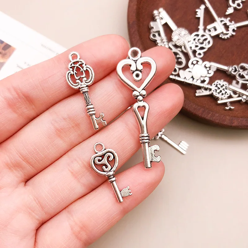 50g/pack Key Charms Bracelets Necklace Craft Metal Pendant For Jewelry Making DIY Supplies Small Business Supplies