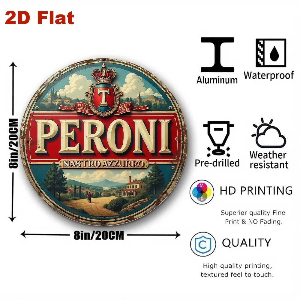 1pc Vintage Peroni Nastro Azzurro Beer Aluminium Sign Retro Italian Pub Metal Wall Decor for Home Bar Man Cave Garage