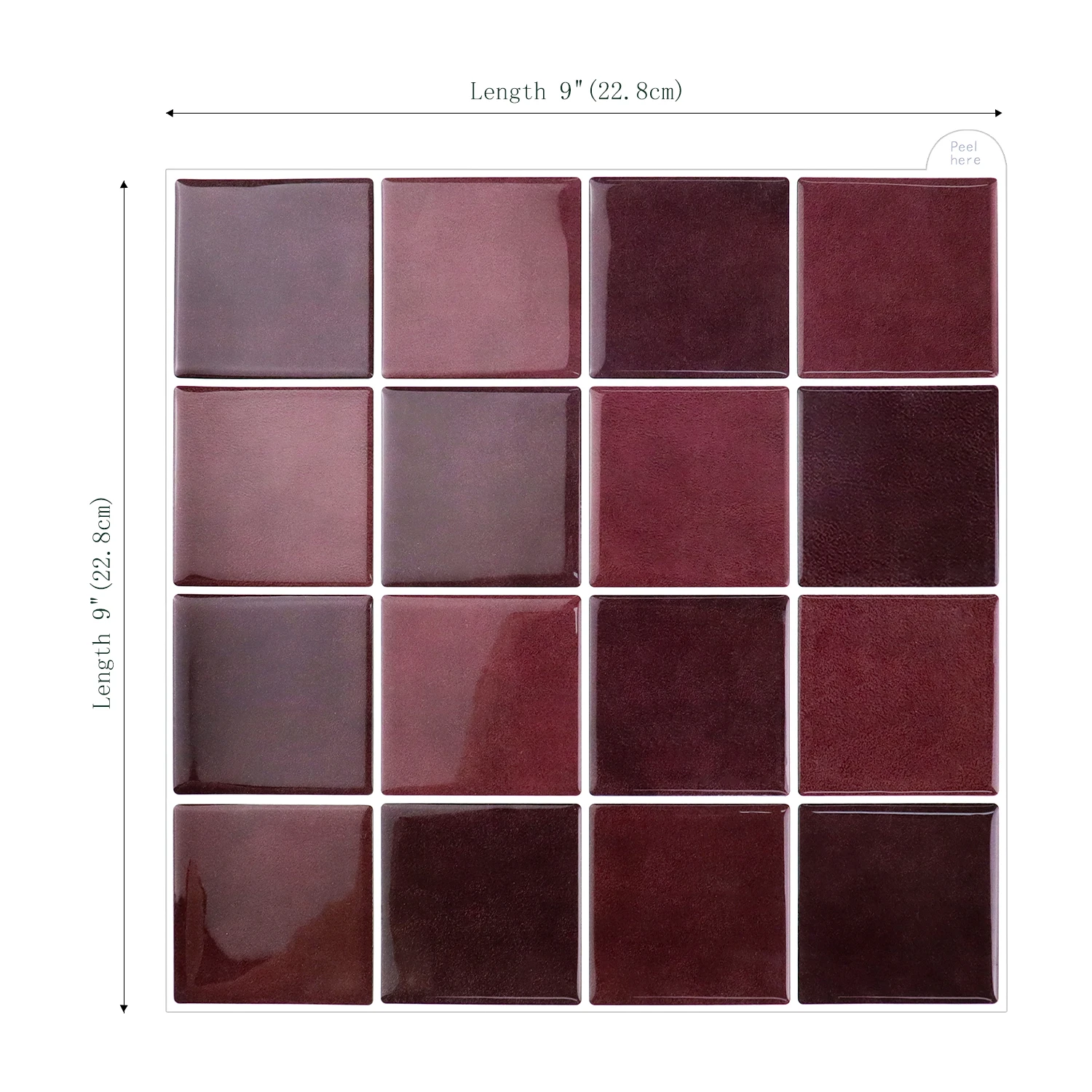 5PCS 9x9inch  Mosaic Tiles Peel and Stick Backsplash, Self-Adhesive Wall Tiles Stick on Back Splash for Kitchen, Bathroom - view 4