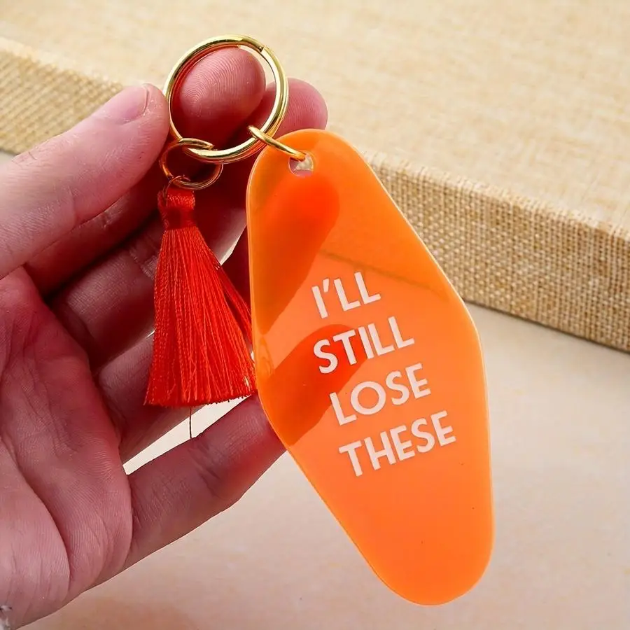 1/5/10/20/50/100pcs Acrylic Orange Tassel Keychain with - Letter Charms - Round Bag Accessory Suitable for Handbags, Backpacks,