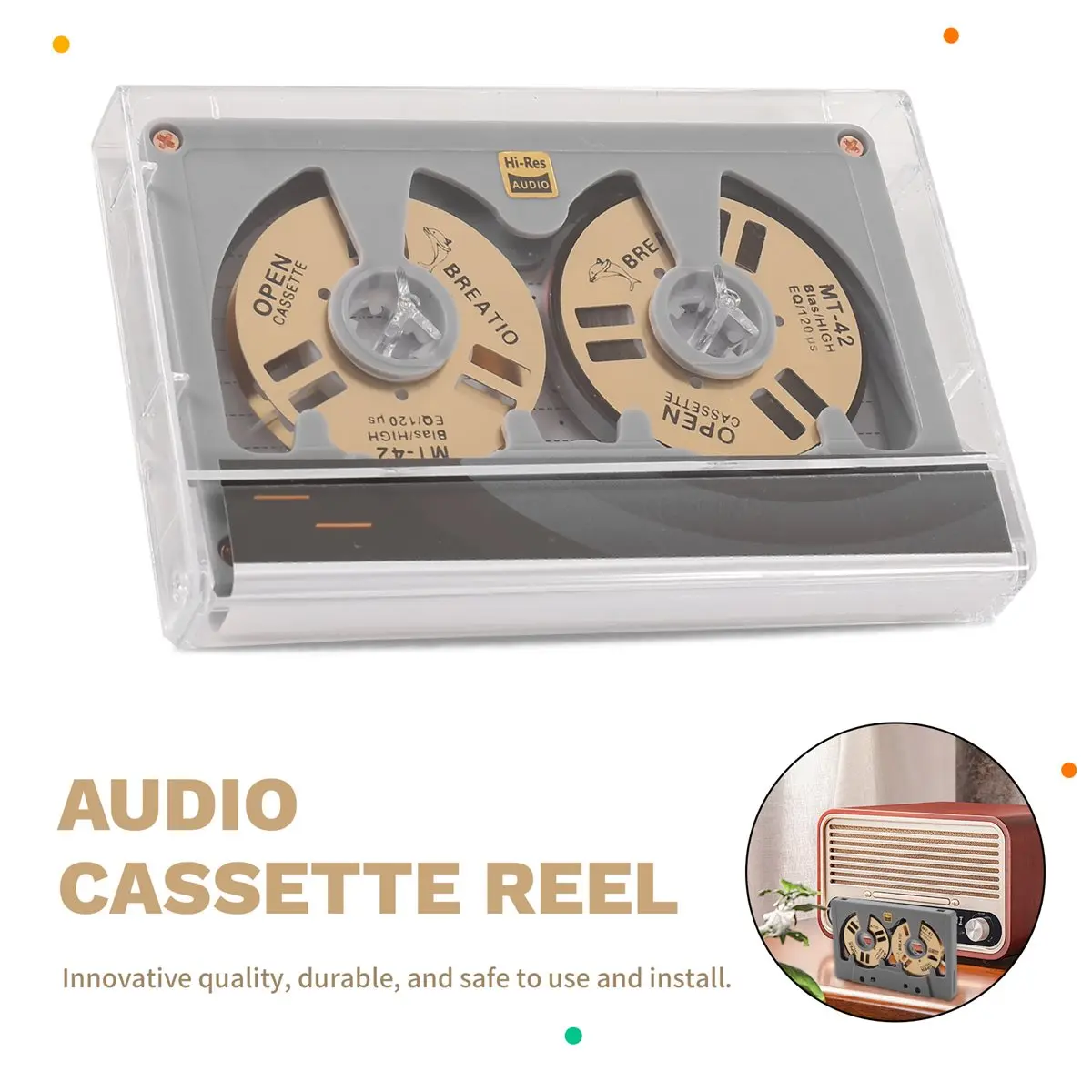 Nices Audio Cassette Reel to Reel Cassette 50 Minute Blank Tape Double Sided Metal Reel Hollow Case Self-Made Self-Made