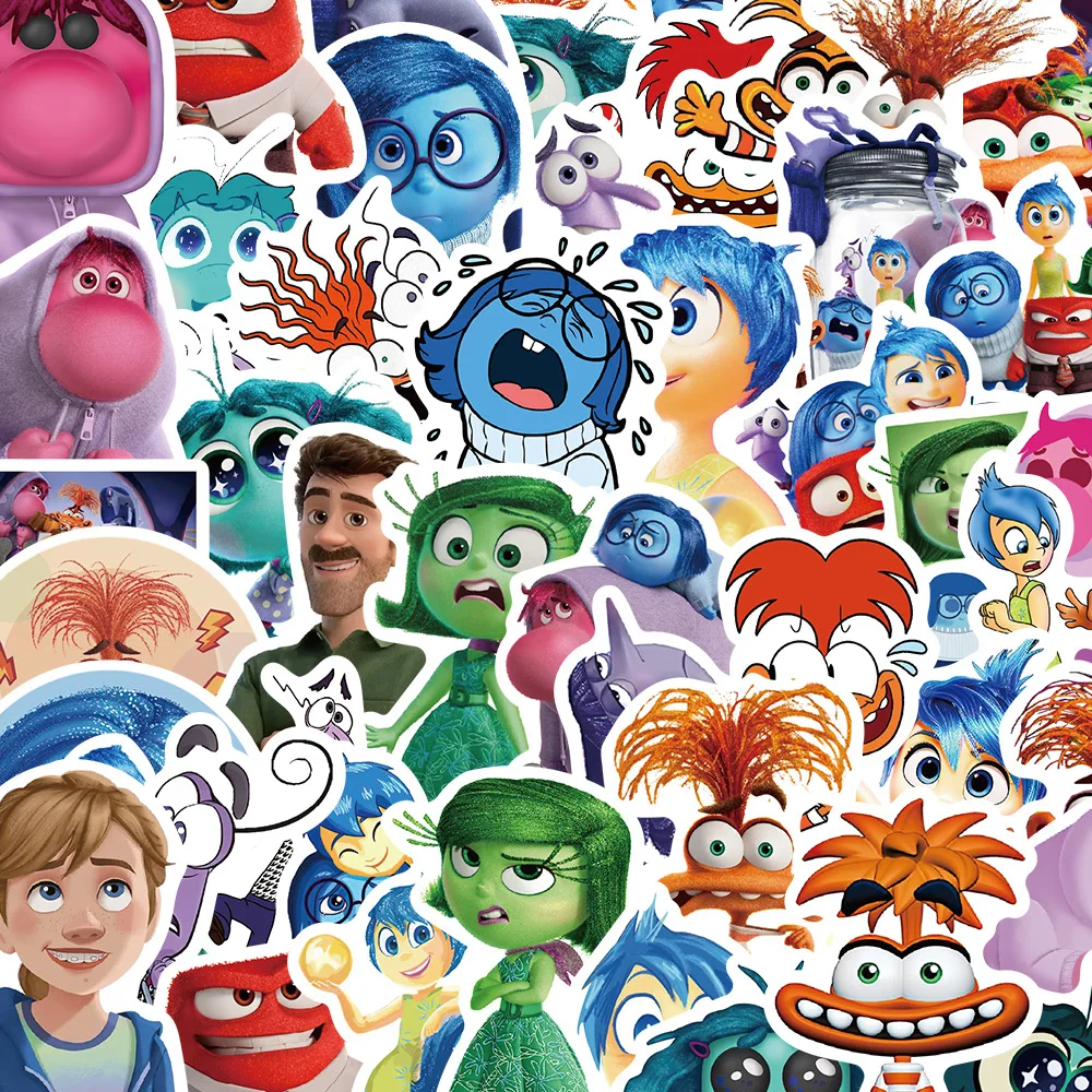 

Disney Inside Out 2 Toys Stickers Cartoon Joy Sadness Anger Disgust Fear Anime Graffiti Decoration Luggage Waterproof Stickers